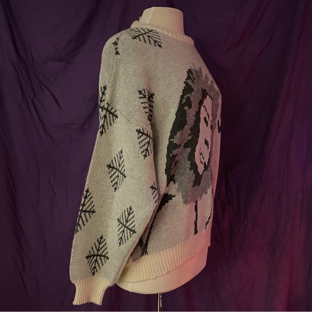 Vintage 90s Eskimo Snowflakes Ugly Christmas Wool Sweater by Silvano. Size L. - Picture 3 of 5